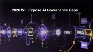 Abstract digital interface representing AI decision pathways, illustrating the rising need for explainability and governance in 2026.